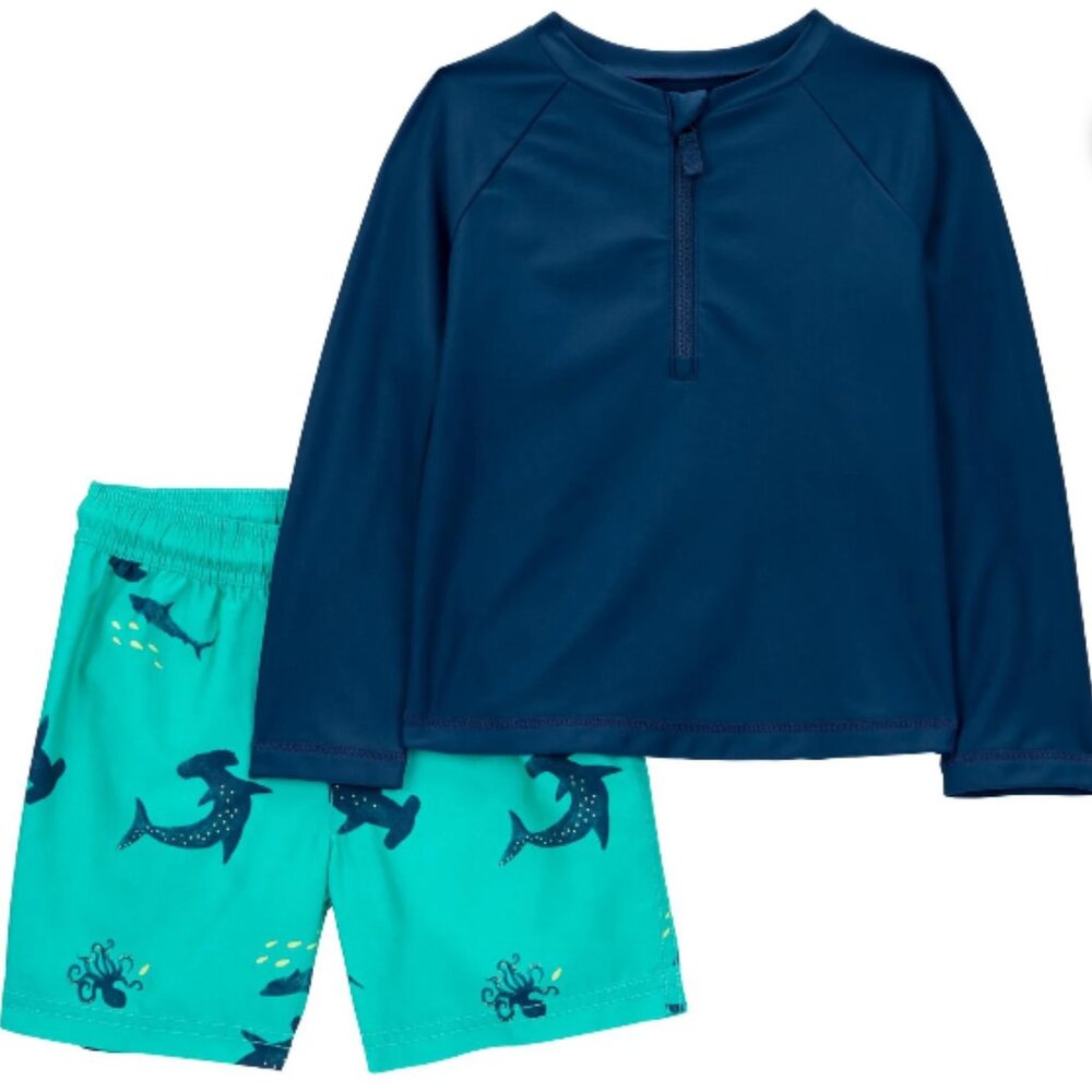 NEW 2T Carter's Child of Mine Toddler Boy 2-Piece Rash Guard Set